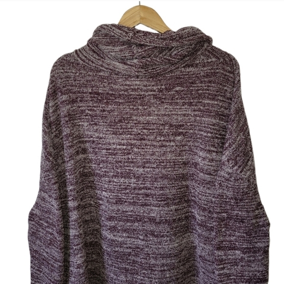 EUC Barefoot Dreams Cozychic Funnel Neck Pullover Red Wine Marled Oversized OS - Picture 6 of 14